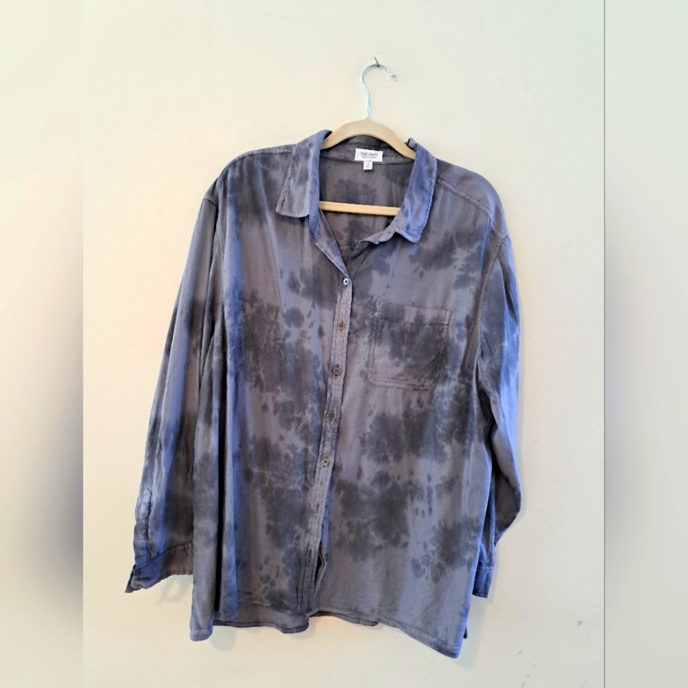 True craft tie dye cotton/modal button down